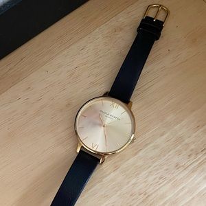 OLIVIA BURTON Minimalist Gold/Black Leather Watch - Great condition w/ Battery✅